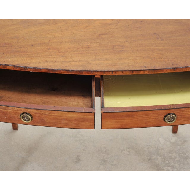 19th C. English Regency Bow Front Side Table or Small Desk For Sale - Image 14 of 18