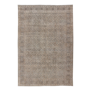 Light Green, Brown & Tan Persian Tabriz Antique Rug in All Over Herati Design 7'10 X 11'10