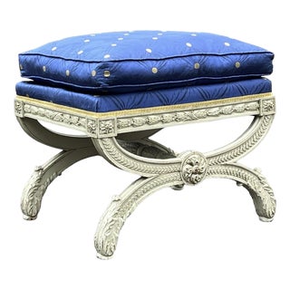 Country House Stool in Carved Frame For Sale