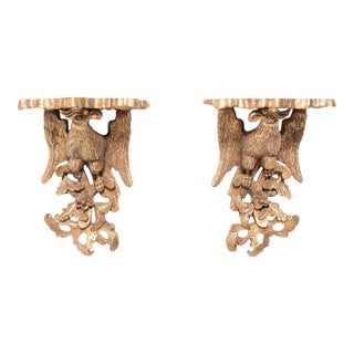 Pair of Vintage Gilt Chinoiserie Wall Brackets of Ho Ho Birds For Sale