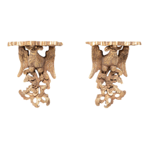 Pair of Vintage Gilt Chinoiserie Wall Brackets of Ho Ho Birds