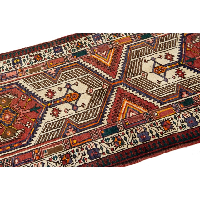 1960s Vintage Serab Handmade Wool Rug With Multicolor Design For Sale In New York - Image 6 of 7