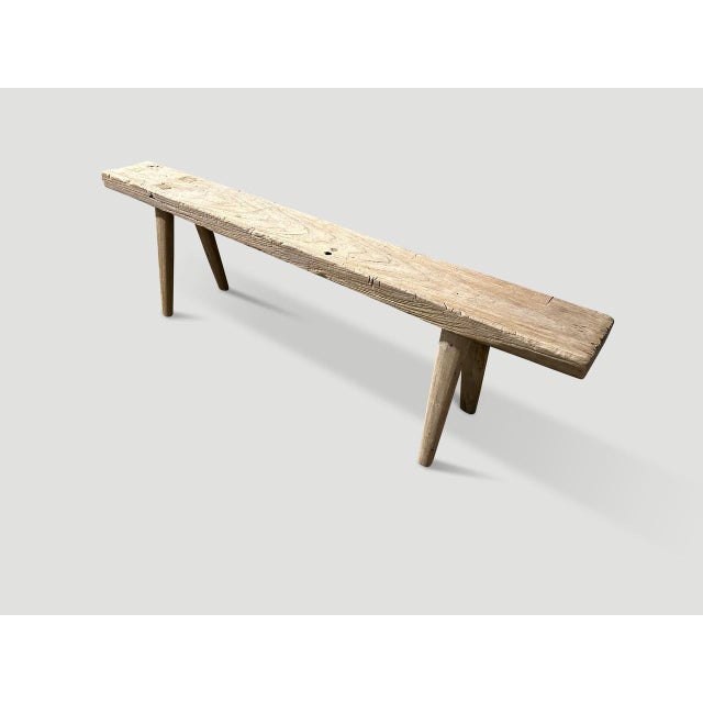 2010s Andrianna Shamaris Bleached Teak Wood Bench For Sale - Image 5 of 5