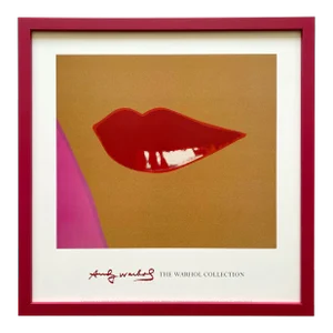 Andy Warhol Foundation Vintage Lithograph Print Framed Pop Art Poster " 1 Page From Lips Book " 1975