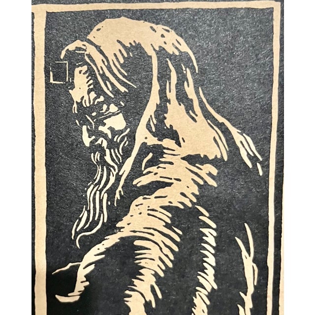 1980s Hermann Israel Fechenbach, Rare 1922 German Jewish Judaica Zion Woodcut Woodblock Print Hermann Fechenbach, 1922 For Sale - Image 5 of 8
