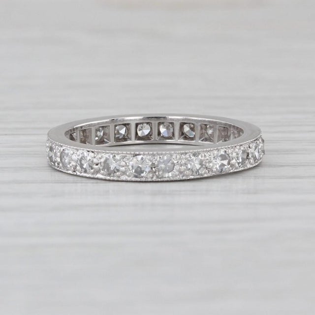 Metal Vintage 0.72ctw Diamond Eternity Band Platinum Size 6.5 Anniversary Wedding Ring For Sale - Image 7 of 7