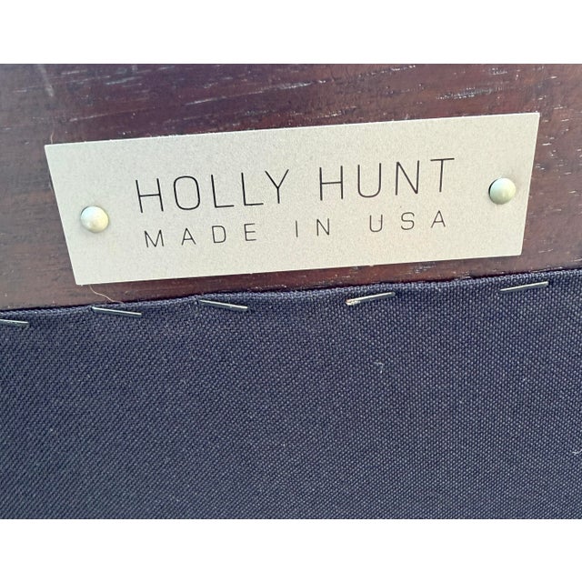 Wood Pair of Holly Hunt Walnut and Leather Dining Chairs For Sale - Image 7 of 7