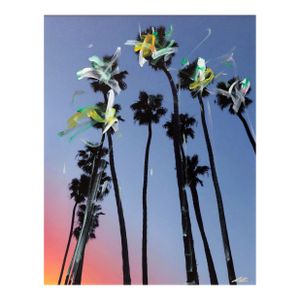 Santa Barbara Sky High Palms I - Vibrant Sunset Landscape Painting Original Artwork by Pete Kasprzak