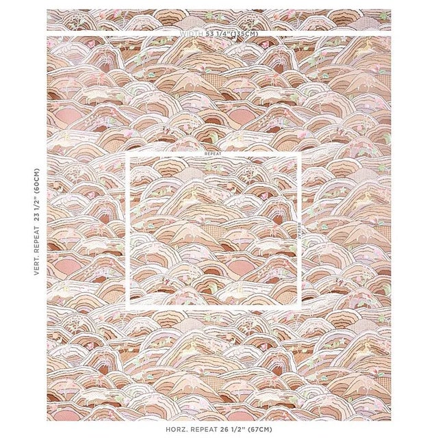 Charming animals gambol within a naive landscape in this endearing wallpaper pattern that’s brimming with detail. Inspired...