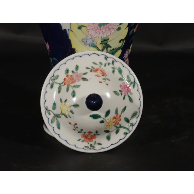 Ceramic Vintage Tobacco Leaf Porcelain Garniture of Five Vases For Sale - Image 7 of 17