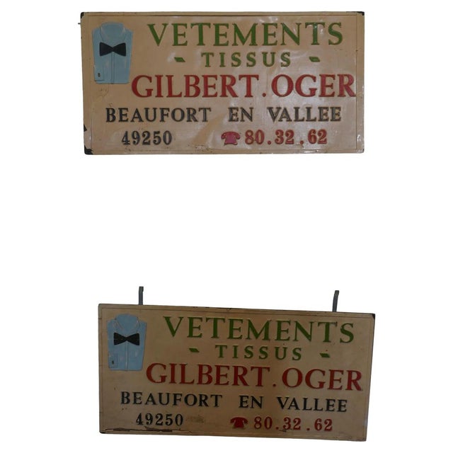 1930s French Haberdashery Market Stall Hanging Signs, 1930s, Set of 2 For Sale - Image 5 of 5