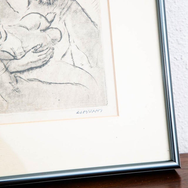 Mid Century Modern Drypoint Etching George Constant Man Woman and Child Signed For Sale In Sacramento - Image 6 of 10