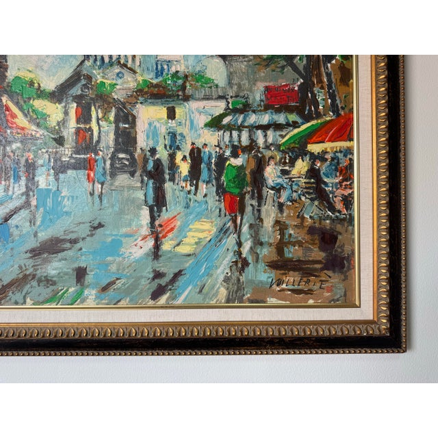 Blue 1960’s Vintage Parisian Street Scene Oil on Canvas Painting, Signed For Sale - Image 8 of 12
