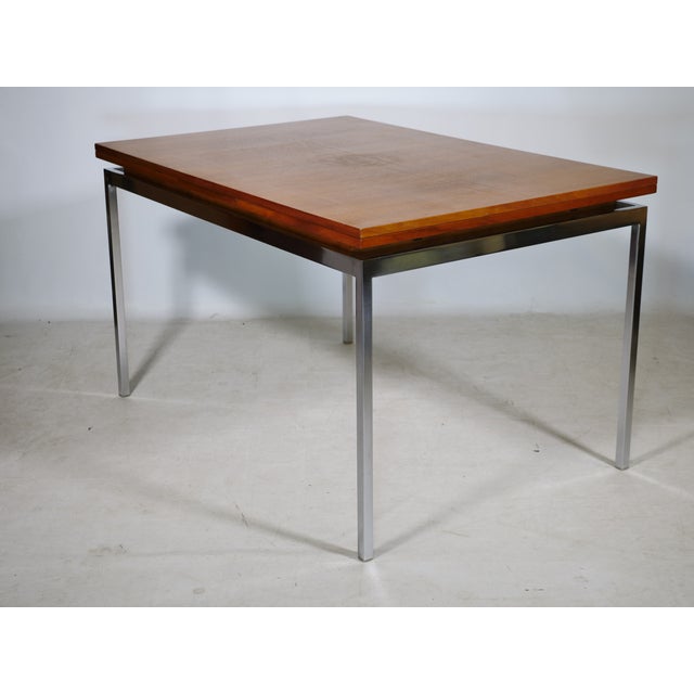Brown Mid-Century Dining Table in Walnut with Chrome Frame, 1960s For Sale - Image 8 of 11