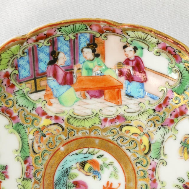 Mid 19th Century Antique Chinese Rose Mandarin Porcelain Dish c.1850 Hand Painted Famille Rose 5.5" For Sale - Image 5 of 9
