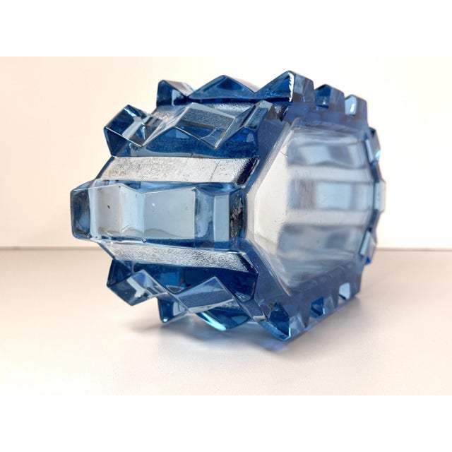 Art Deco Blue Glass Bowl by Rudolf Schrötter for Inwald, Poland, 1970s For Sale - Image 11 of 13