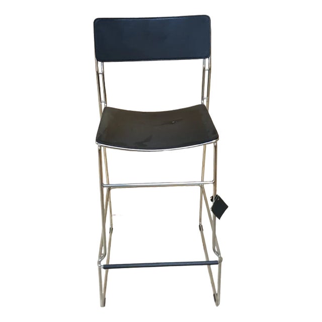 Italian Black Sultana Bar Chair from Arrben with Chromed Legs, 1970s For Sale