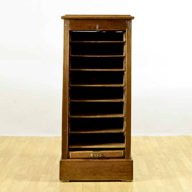 Tambour Oak Office Desk with Sliding Door and Drawers For Sale - Image 13 of 18