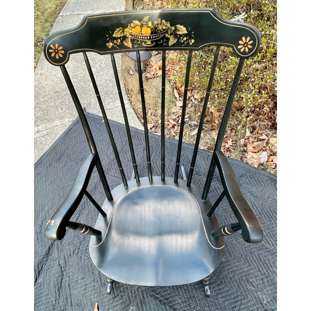 Mid 20th Century Mid 20th Century S. Bent & Bros. Hitchcock Style Bent Back Rocking Chair For Sale - Image 5 of 12