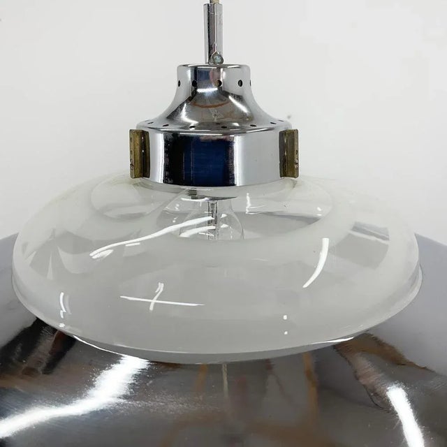 Italian Murano Glass and Chrome Saturn Pendant, 1970s For Sale - Image 9 of 13