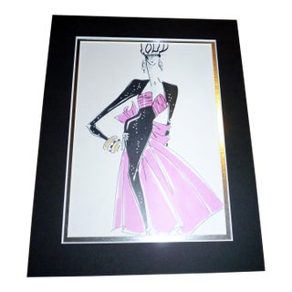 Vintage 1990s Paris Fashion Stat Matted- Avant-Garde Plaid Couture Study Attributed to Ungaro For Sale