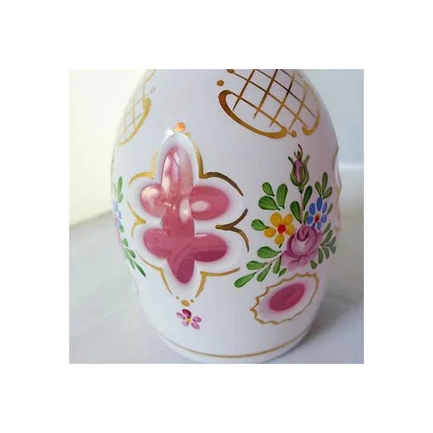 1940s Vintage Hand Painted Floral Pink Decanter For Sale - Image 5 of 6