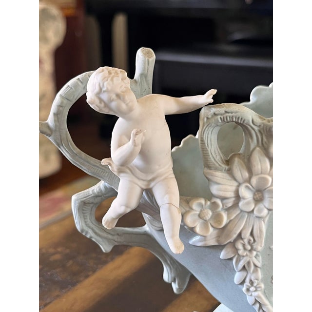 Antique Bisque Planter With Cherub Flower Design For Sale - Image 4 of 11