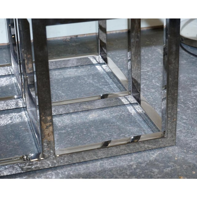 Art Deco Style Glass and Polished Stainless Steel Side Tables from Casa Padrino, Set of 2 For Sale - Image 4 of 16