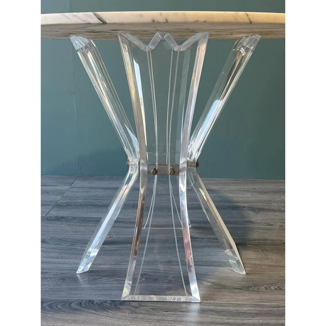 1970s 1970s Vintage Lucite Dining Table With Italian Marble Top For Sale - Image 5 of 6