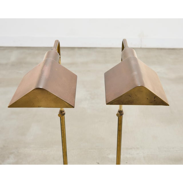 Pair of Koch & Lowy Omi Patinated Brass Pharmacy Floor Lamps For Sale - Image 9 of 18