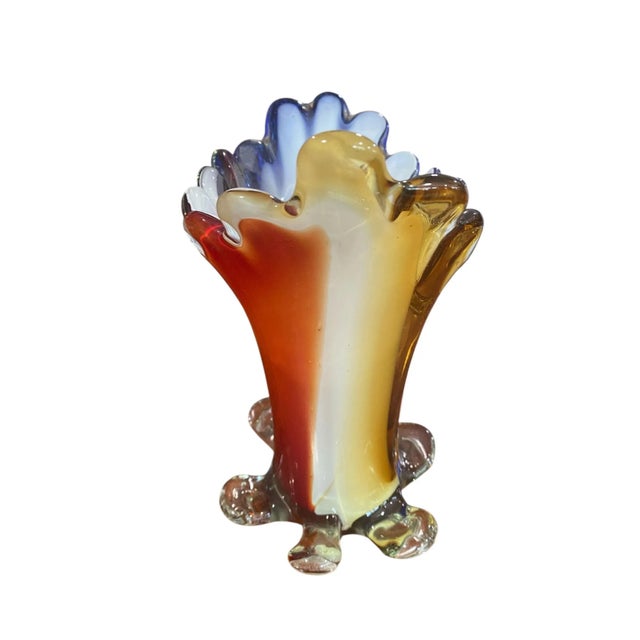Glass Vintage Art Glass Murano Colorful Vase 11.5" H For Sale - Image 7 of 9