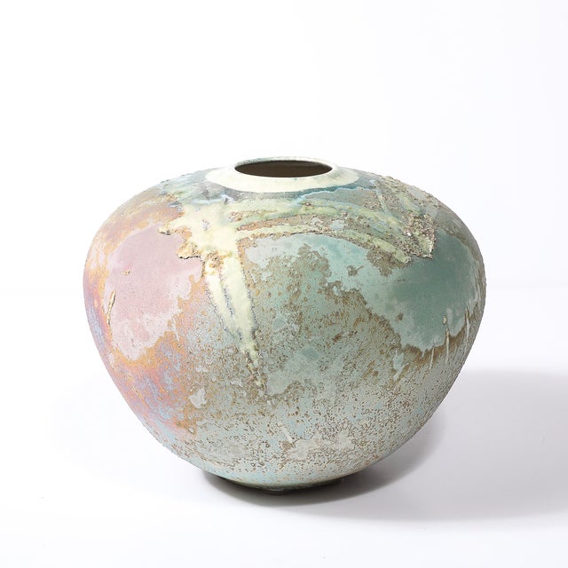 Mid-Century Glazed Gray & Violet Textural Ceramic Vase Signed Tony Evans For Sale - Image 9 of 18