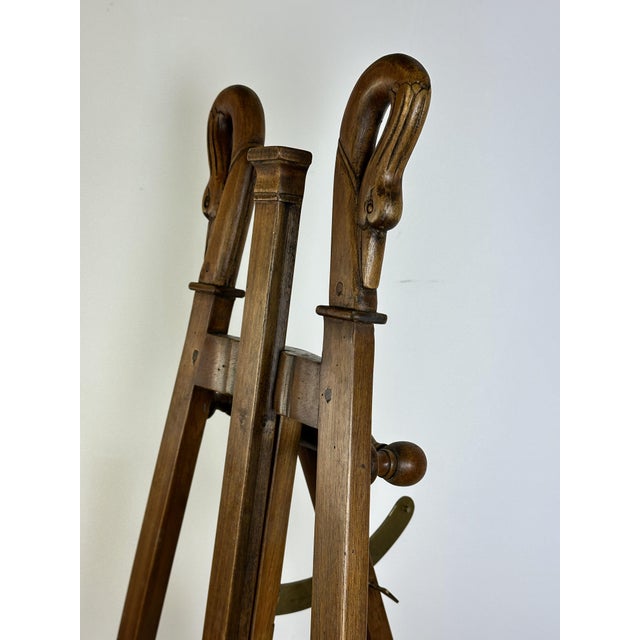 Brown Walnut Easel with Swan Neck Decoration, 1970s For Sale - Image 8 of 15