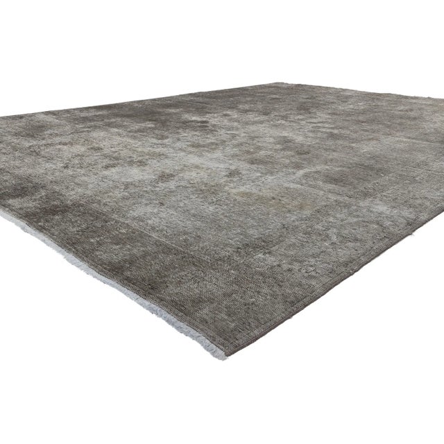 78592 Distressed Vintage Gray Persian Rug, 08'09 x 11'04. Luxe utilitarian appeal meets sophisticated elegance in this...