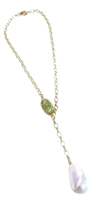 Bochic “Capri” Vintage Pearl, Ruby & Multi Gem Necklace Set In 18K & Silver