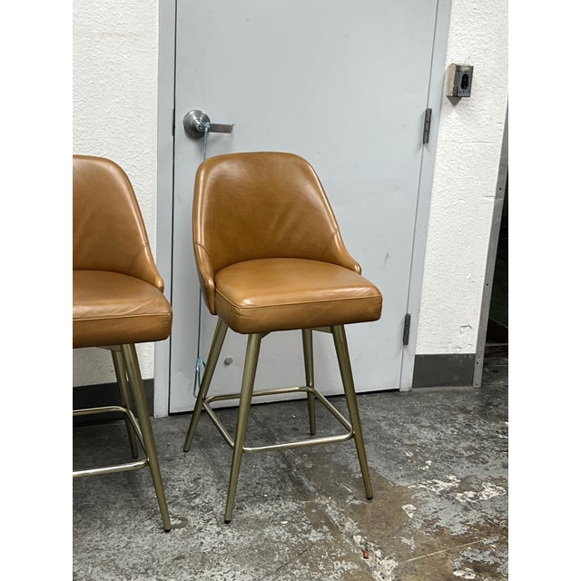 West Elm West Elm Mid Century Swivel Counter Stools, Pair For Sale - Image 4 of 12