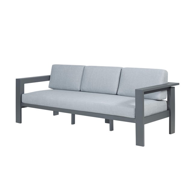Metal Sardinia Aluminum Frame Outdoor Sofa Set - Gray Cushions For Sale - Image 7 of 18