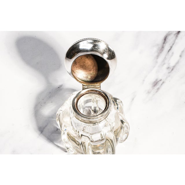 19th Century Stunning Crystal Sterling Silver Antique Art Nouveau Desk Paperweight Inkwell For Sale - Image 5 of 13