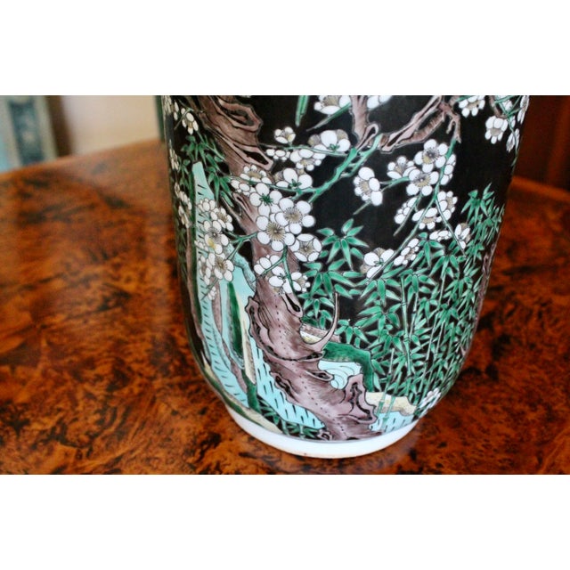 Pair of Large Famille Noir Chinese Porcelain Vases For Sale - Image 14 of 18