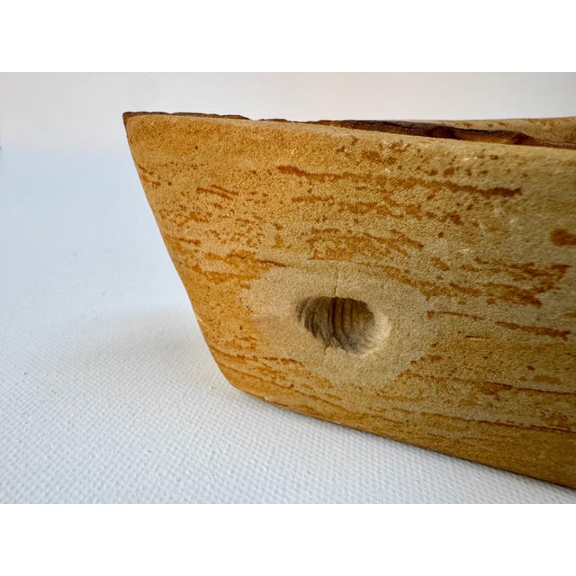 Hand Carved Stone Vessels Pair Sculptural Forms W Raised Mineral Vein For Sale - Image 9 of 10