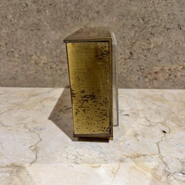 Brass Vintage Bulova Quartz Desk Clock Germany For Sale - Image 8 of 8