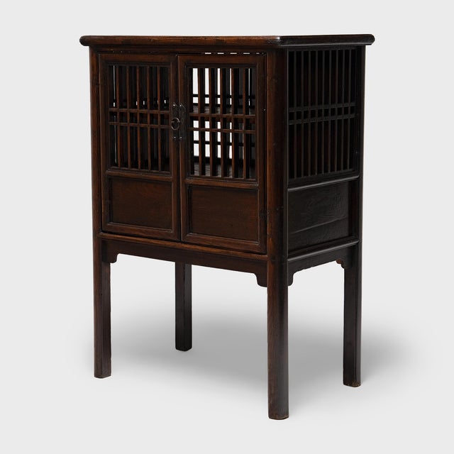 Mid 19th Century Antique Chinese Lattice Catbox Cabinet, 19th Century For Sale - Image 5 of 6