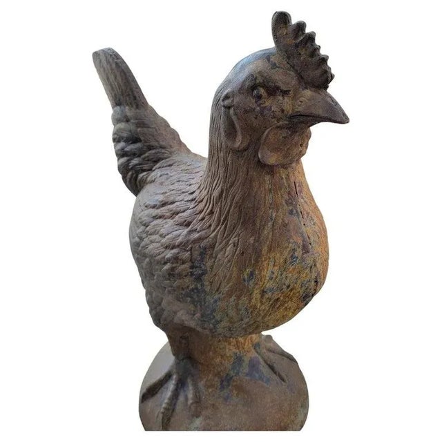 19thc Monumental Cast Iron Garden Rooster For Sale - Image 9 of 9