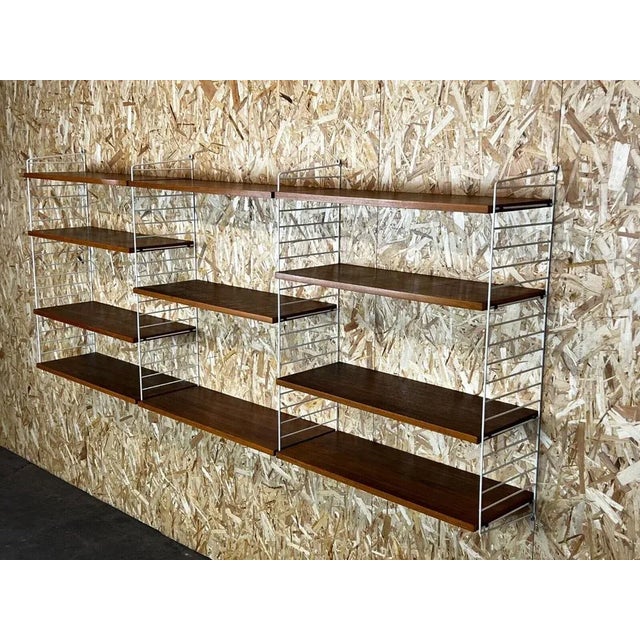 Brown Mid-Century Teak Modular String Shelf by Kajsa & Nils Nisse Strinning, Sweden, 1960s For Sale - Image 8 of 11