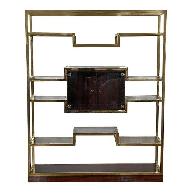 Golden Brass & Makassar Bookcase with Showcase, 1990s For Sale - Image 4 of 10