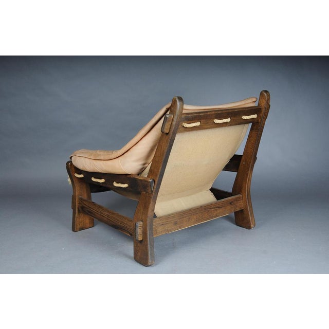 Vintage Lounge Chairs in Leather and Oak from Maison Regain, France, 1960s, Set of 2 For Sale - Image 9 of 18