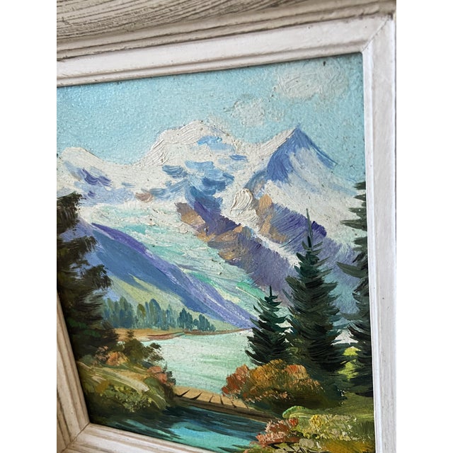 Wood Claude Sargue, Mountain Landscape No. 2, 1960s, Oil on Panel, Framed For Sale - Image 7 of 9