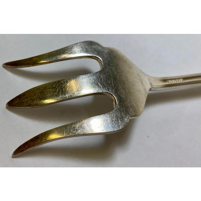 Metal Antique Mappin & Webb Silver Plate Bread Fork Made in England - Circa 1900 For Sale - Image 7 of 10