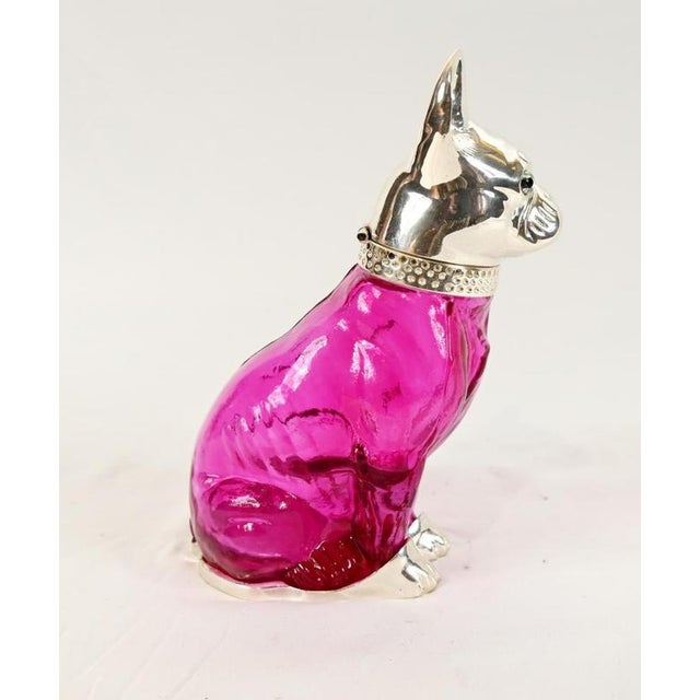 Silver Plate Dog Claret Decanter in Glass For Sale - Image 4 of 7
