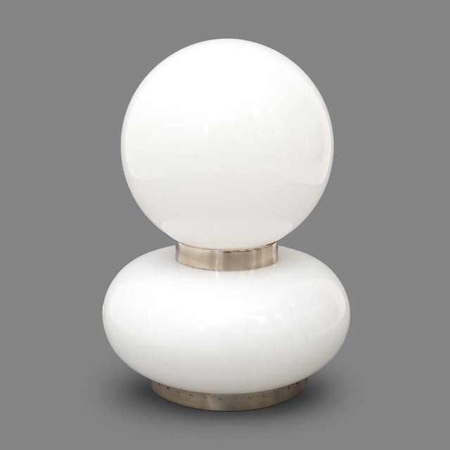 1970s Table Lamp with Double White Glass Diffuser, 1970s For Sale - Image 5 of 13